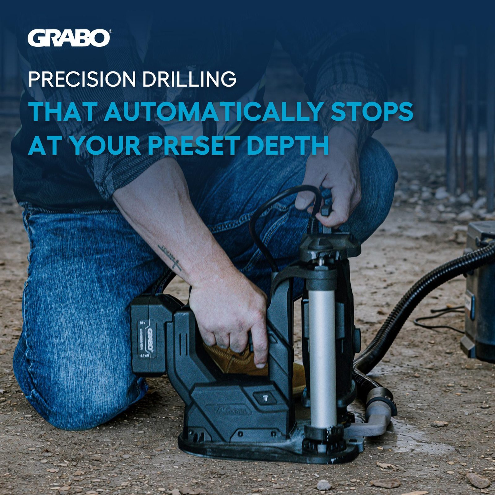 GRABO VACDRILL 20V precision drilling with guide column